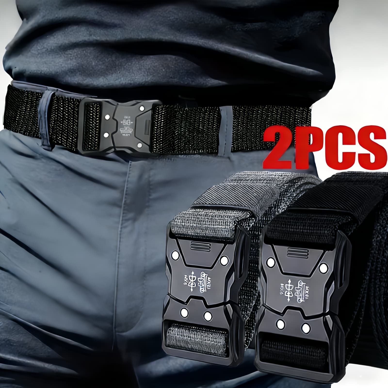 TEMU 4pcs Set Of Men' Belts, Military-style Tactical Belts With Metal - Breathable And Durable, Suitable For Outdoor Sports And Work, Ideal Gift, With Waist Support, Adjustable Size And Sturdy Plastic