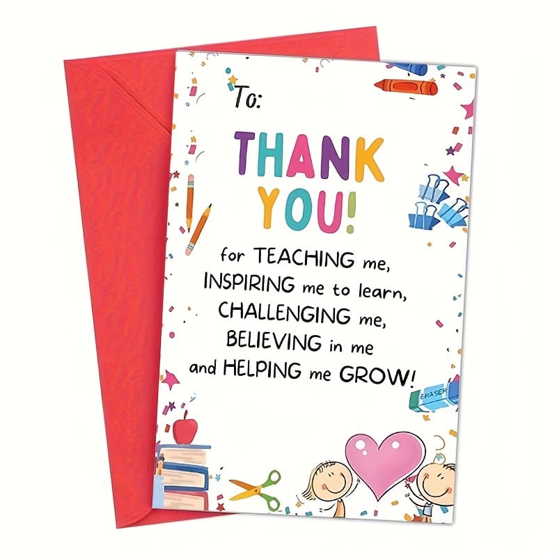 TEMU 1 Teacher Thank You Card, Thank You For And Helping Me Grow, Teacher Appreciation Card Gift - Includes Envelope