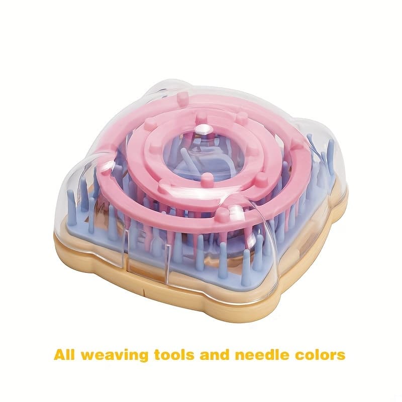 TEMU 1set Flower Knitting Loom Kit Diy Yarn Flower Maker Weaver Tool Set With Needle Hand Knitting Loom Flower Pattern Maker Weave Set Yarn Needle Knit Kits Home Diy Craft Tool