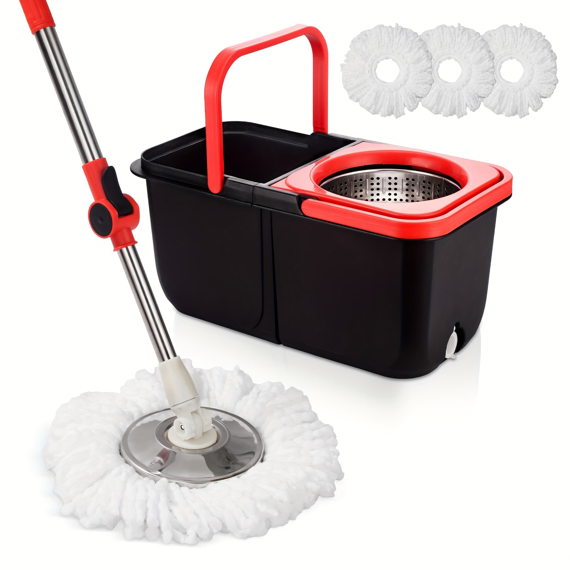 TEMU Mop And Bucket With Wringer Set, Spin Mop And Bucket With 3 Replacement Heads