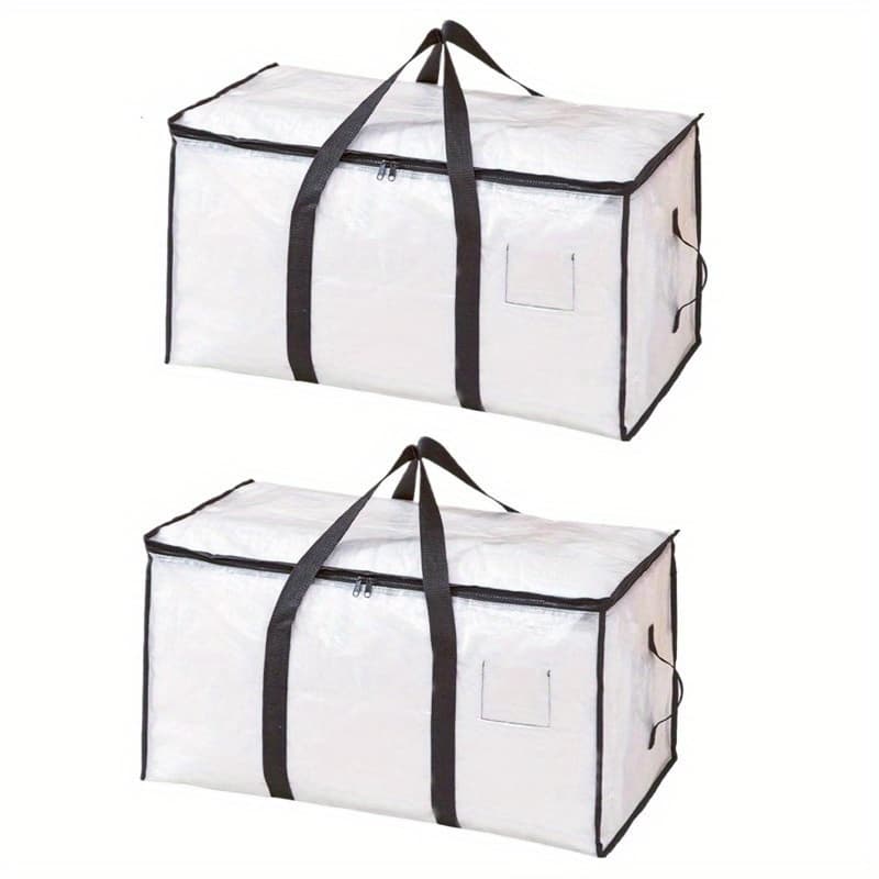TEMU Heavy-duty With Zippered Storage Bag, Reinforced Handles And Labels - Foldable Supplies For Moving, Storage, And Travel, Transparent
