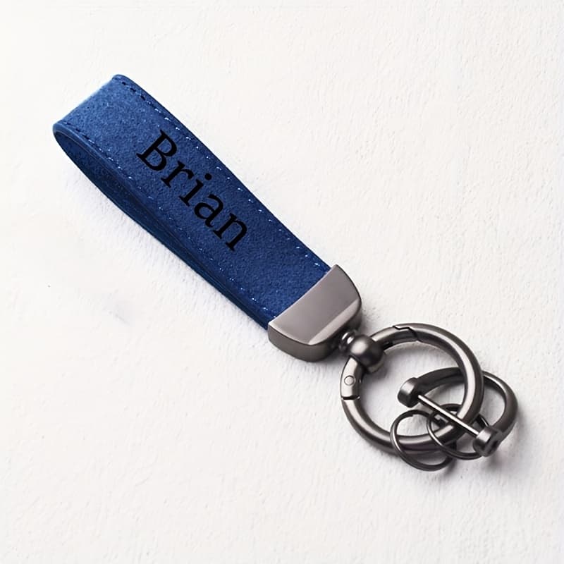 TEMU 1pc Personalized Men's Business Keychain - Laser Engraved Name, Durable Pu Leather, - Suitable For Professional And Casual Use - Ideal Gift For Father's Day And Valentine's Day