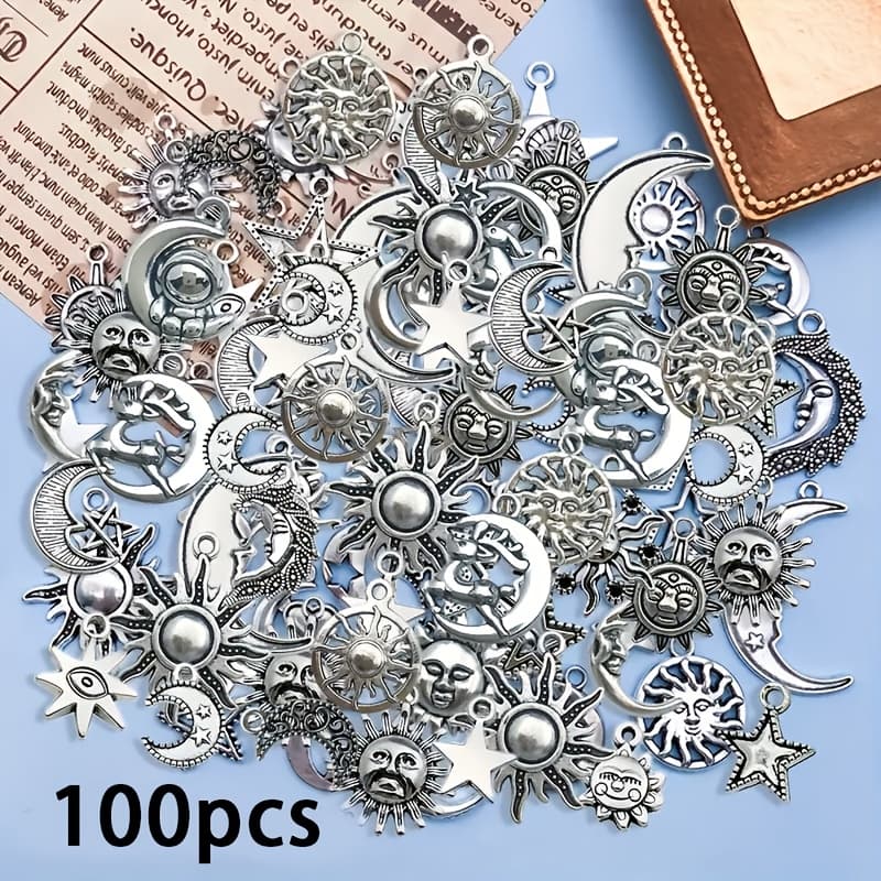 TEMU 100pcs Random Supplies Mixed Antique Silvery Charms Pendants For Crafting Jewelry Findings Making Accessory For Diy Necklace Bracelet