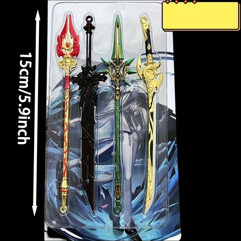 TEMU 4pcs Anime Mini Sword Keychain Set, 11.99/ 14.99cm Alloy Model Keychain, Role Playing Accessories, Suitable For Collectors, Ideal Gift For Me