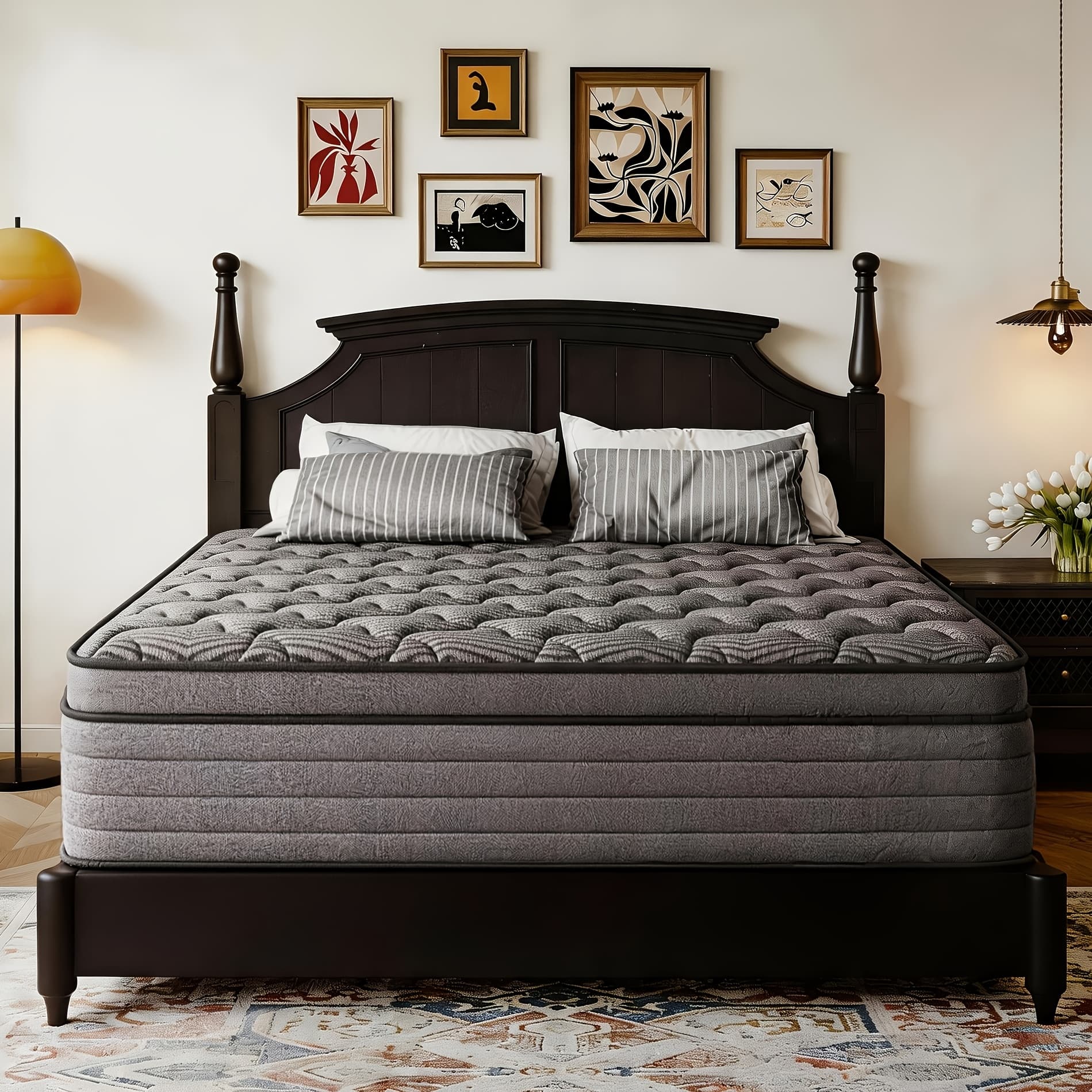TEMU 10in/12in/14in Hybrid Mattress, Twin Full Queen King, Gel Memory Foam Mattress, Medium Firm With Lumbar Support, Motion Isolation, Fiberglass Free & Deep Sleep Support, For Home & Hotel All Ages