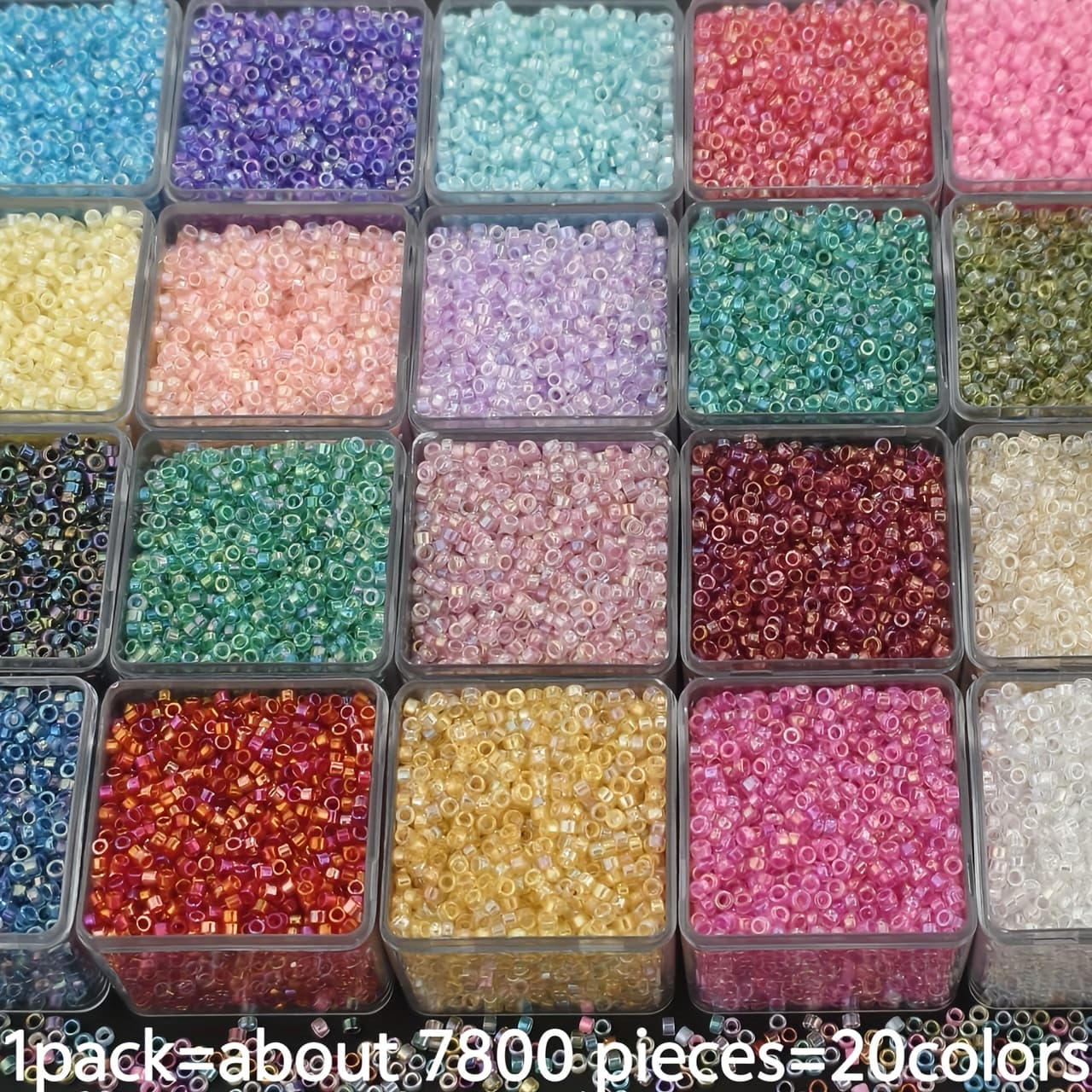 TEMU 7800pcs 20-color 2.5mm Multicolor Glass Seed Bead Set - For Making, Bracelets, Necklaces, Crafts, And Small Business Supplies, Halloween Christmas Gifts, Beading, Jewelry Making Accessories
