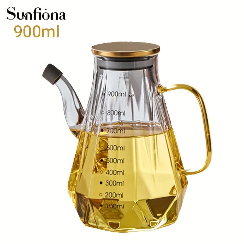 TEMU Sunfiona 1pc Series Oil Pourer - 500ml/700ml/900ml Crystal Glass, Angle Control Pour Spout Handle (great For Cooking Oils)