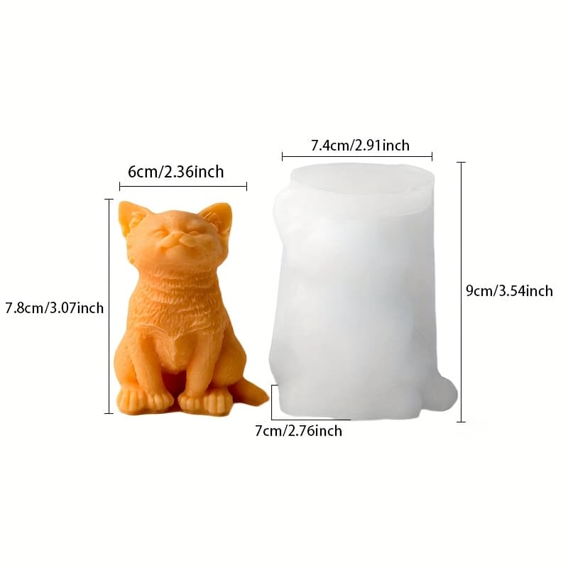 TEMU 3d Cat Silicone Mold - Animal Shaped Candle, Plaster Figurine Molds, Flexible And High-temperature Resistant, Ideal For Gifts, Holiday And Birthday Presents