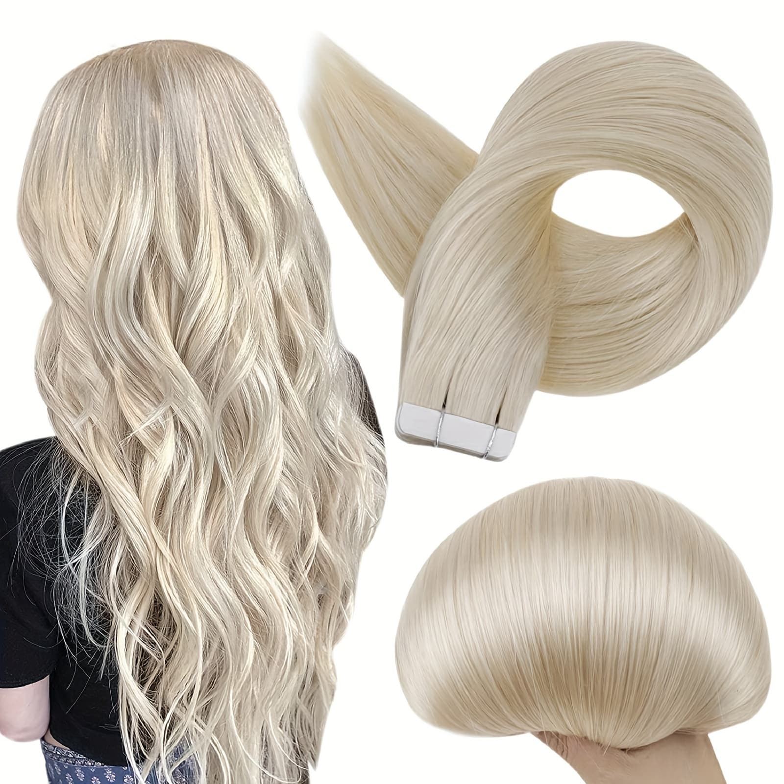 TEMU Mini Double-sided Invisible Seamless 10pcs/set Straight Hair 16 Inch Tape Hair Extensions Suitable For Everyone, Suitable For Girls, Women, Christmas, New Year, Halloween Cosplay