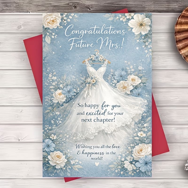 TEMU 1 Envelope And 1 Greeting Card Bridal Shower Congratulations Card Elegant Floral Engagement Sister Friend Coworker Blank Inside For Celebrationgreeting Card