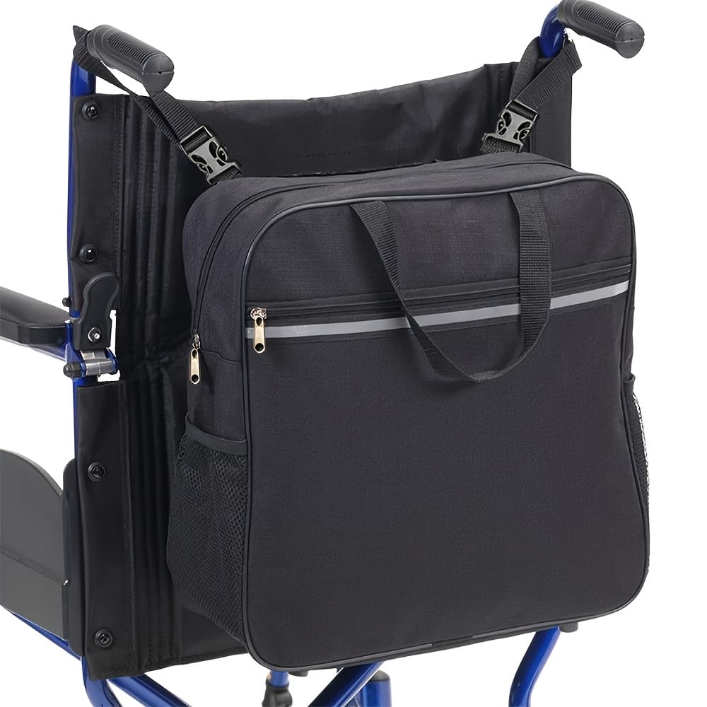 TEMU 1pc Wheelchair Backpack Bag, Wheelchair Accessory, With Large Storage Compartment And Pockets, Suitable For Elderly Wheelchair Bag/black
