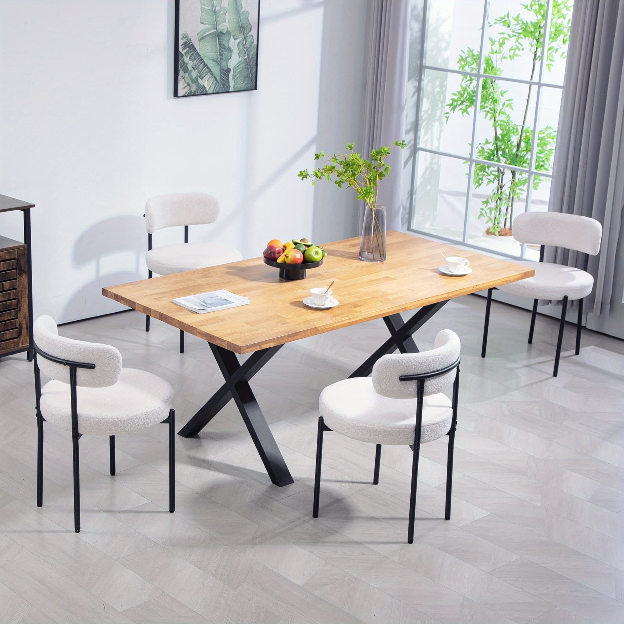 TEMU Homcom Dining Chairs Set Of Chairs With Steel Legs, Cream White