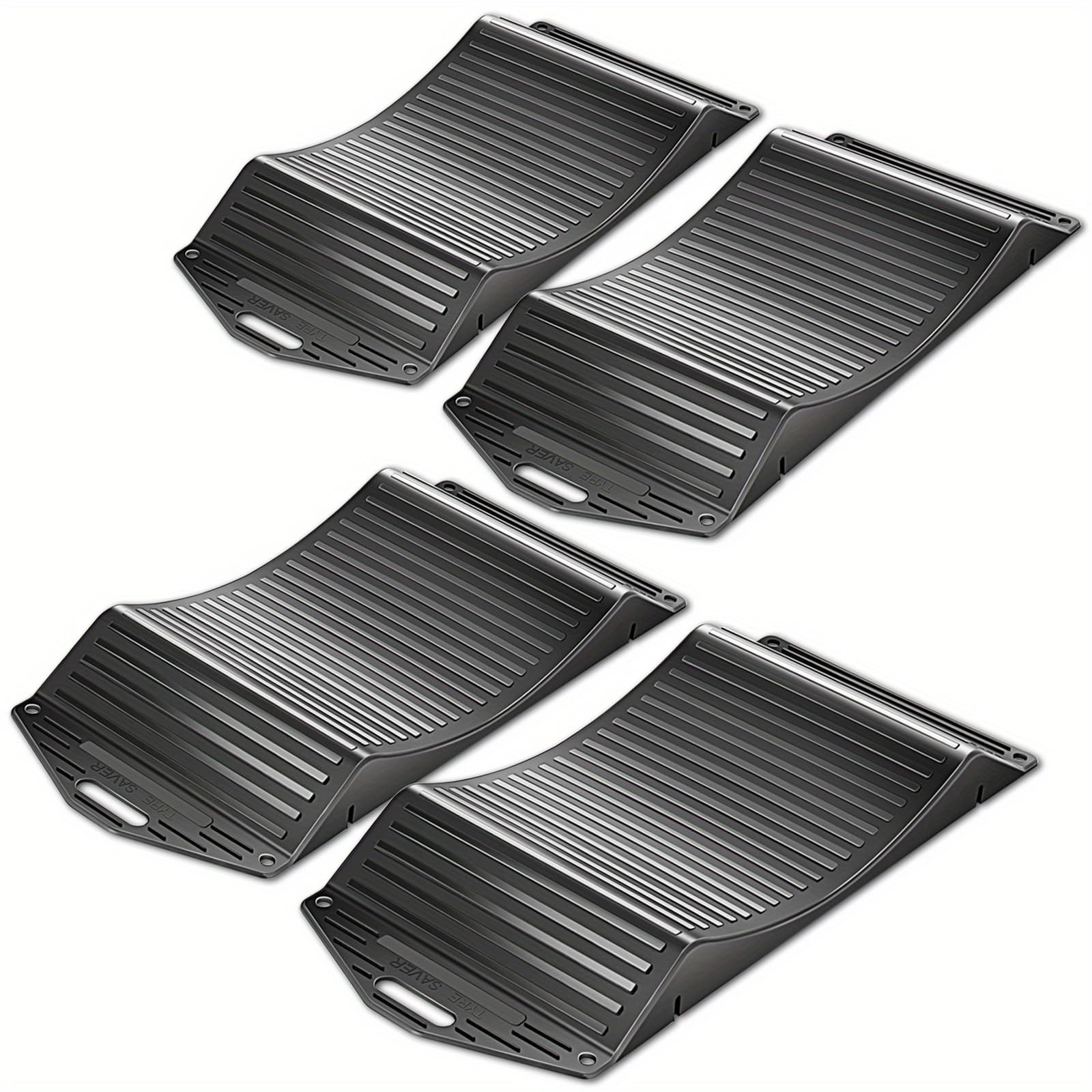 TEMU 4pcs Premium Ramps - Anti-slip Hard For Flat Spot And Flat Tire Prevention, Easy-to-carry Tire Savers Ramps, Set Of 4, Black