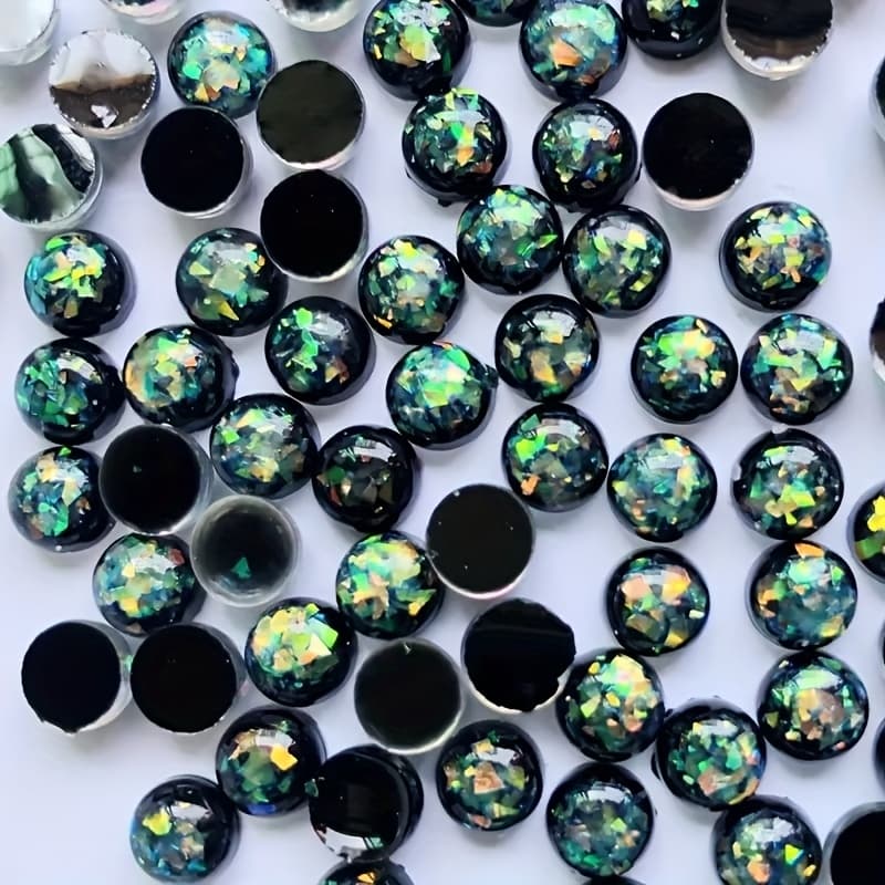 TEMU 50pcs 6mm Colorful Paillette Bead Flat Back Diy Embellishments Wedding Half Bead Jewelry Ornament Craft