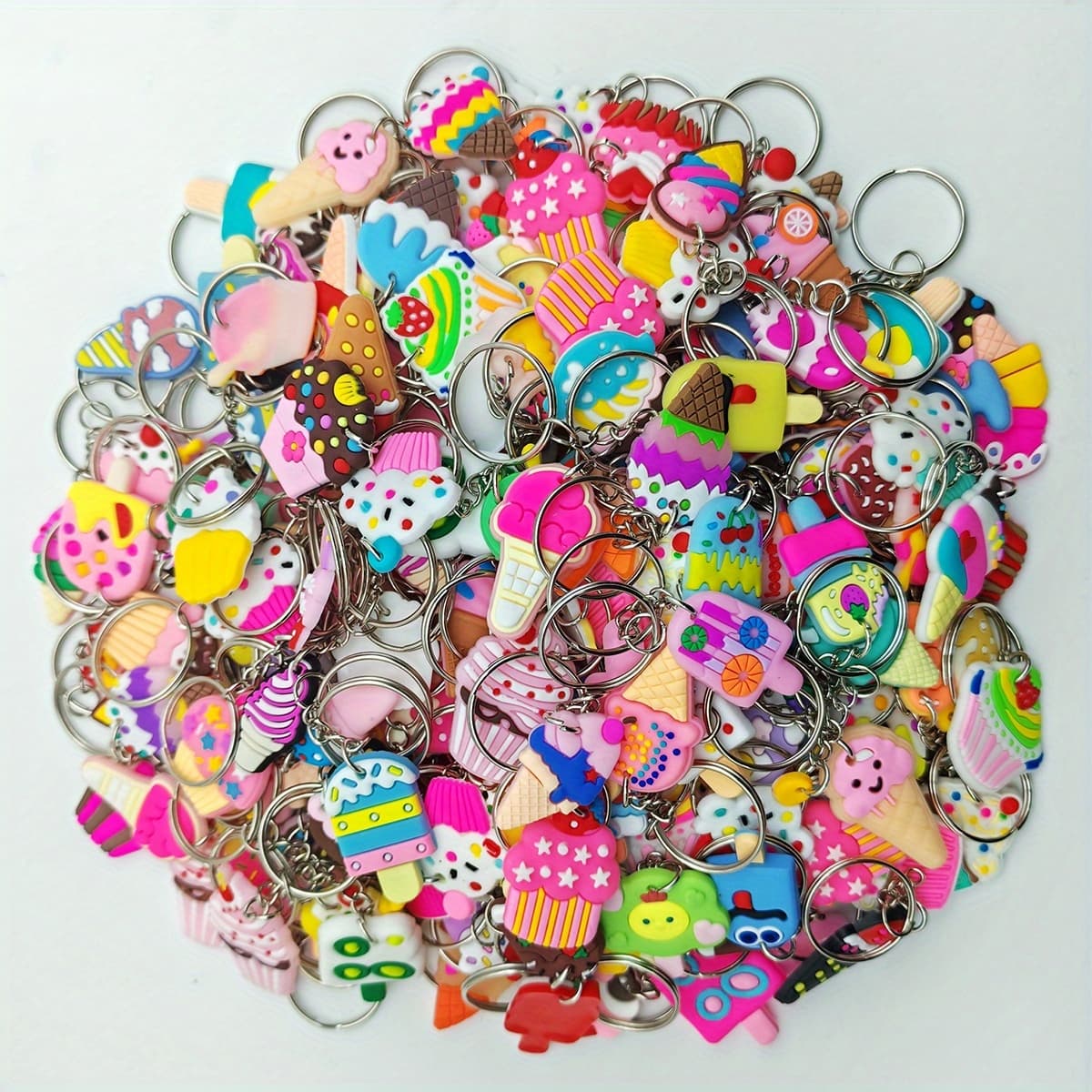 TEMU 30 Cartoon Random Mixed Ice Cream Keychains Back-to- Cute Keychains Suitable For Party Holiday Gift Bag Decoration Small Pendant