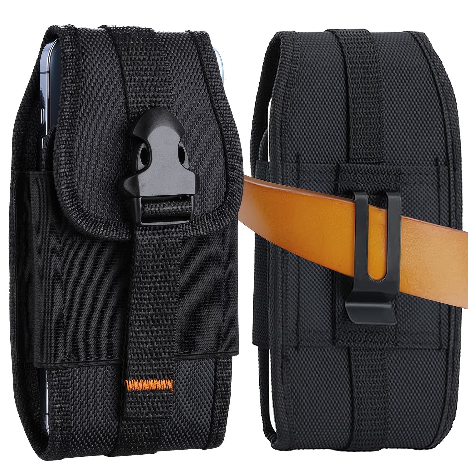 TEMU Men's Belt Holster Phone Case, Buckle Protective Cover, Suitable For Phones Under 6.9 Inches, Durable Storage Pouch With Tactical Phone Holder Function