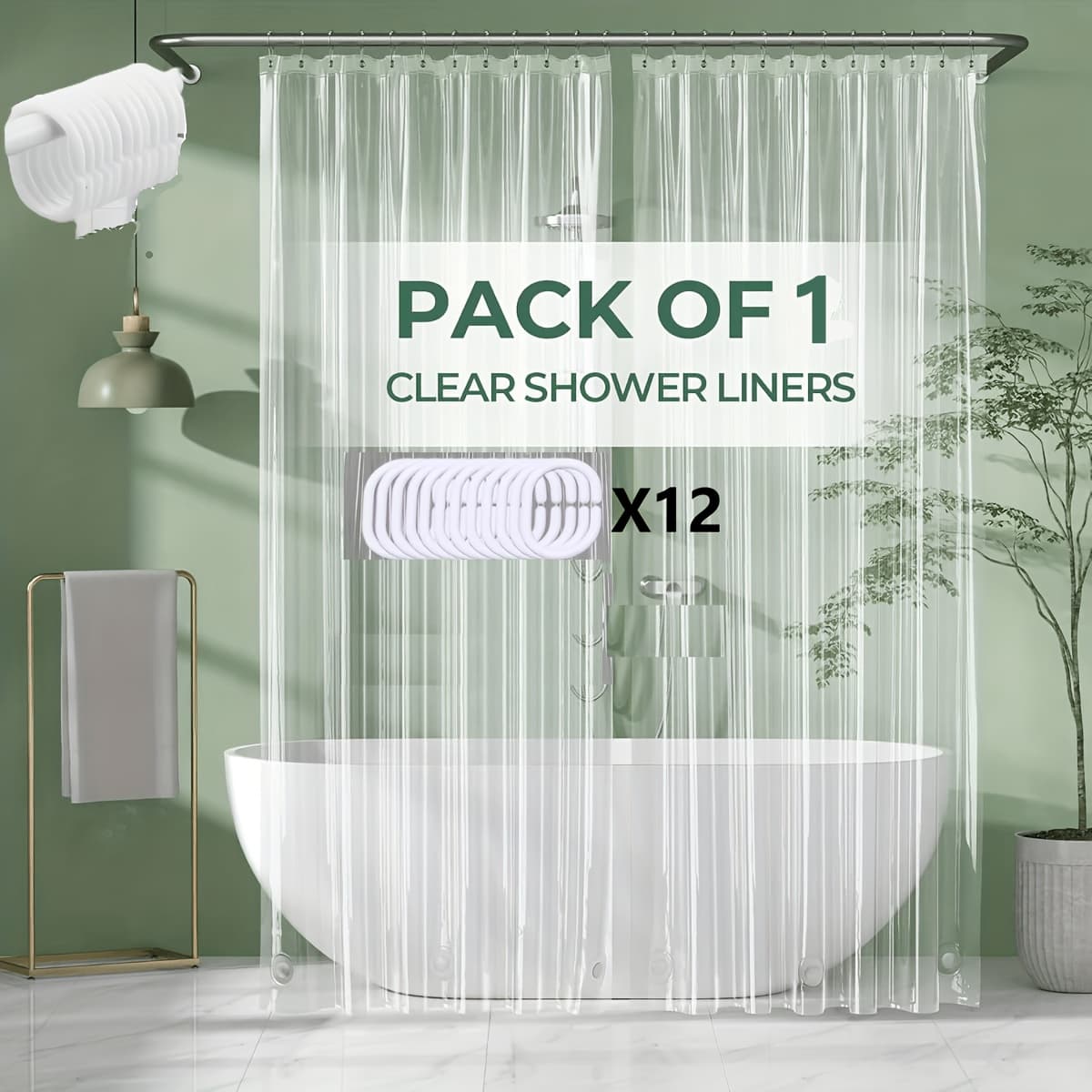 TEMU Bathroom Shower Curtain Plastic Shower Curtain Premium Peva With Rust Proof Grommets Clear 8g Bathroom Accessories 72x72.