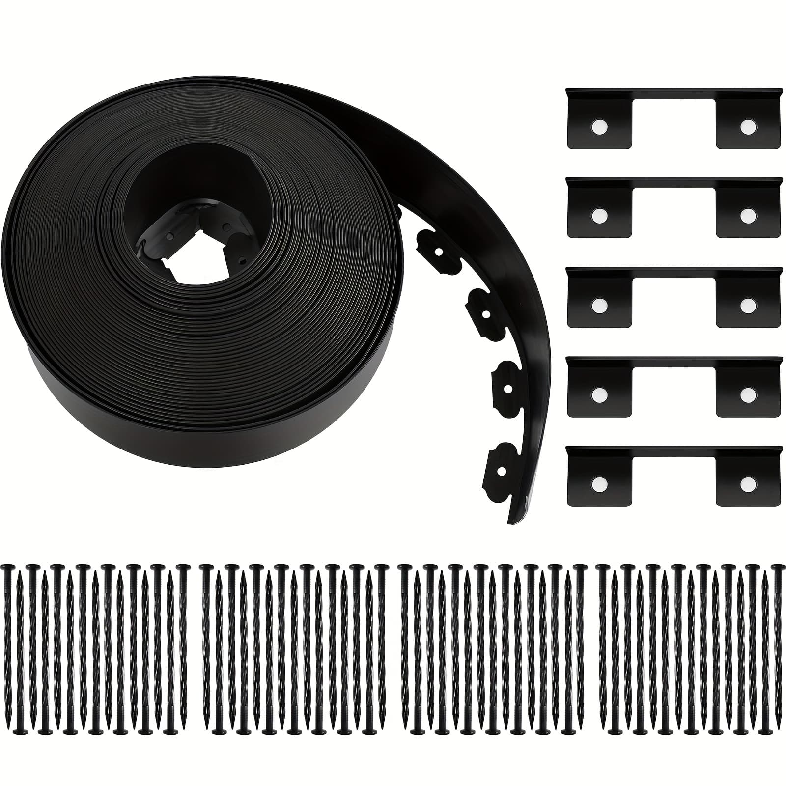 TEMU 4.5'' X 100' Landscape Edging Kit No Dig Edging Border Coil 90 Anchoring Spikes Plastic Garden Edging Border For Lawn Garden Grass Yard , Black