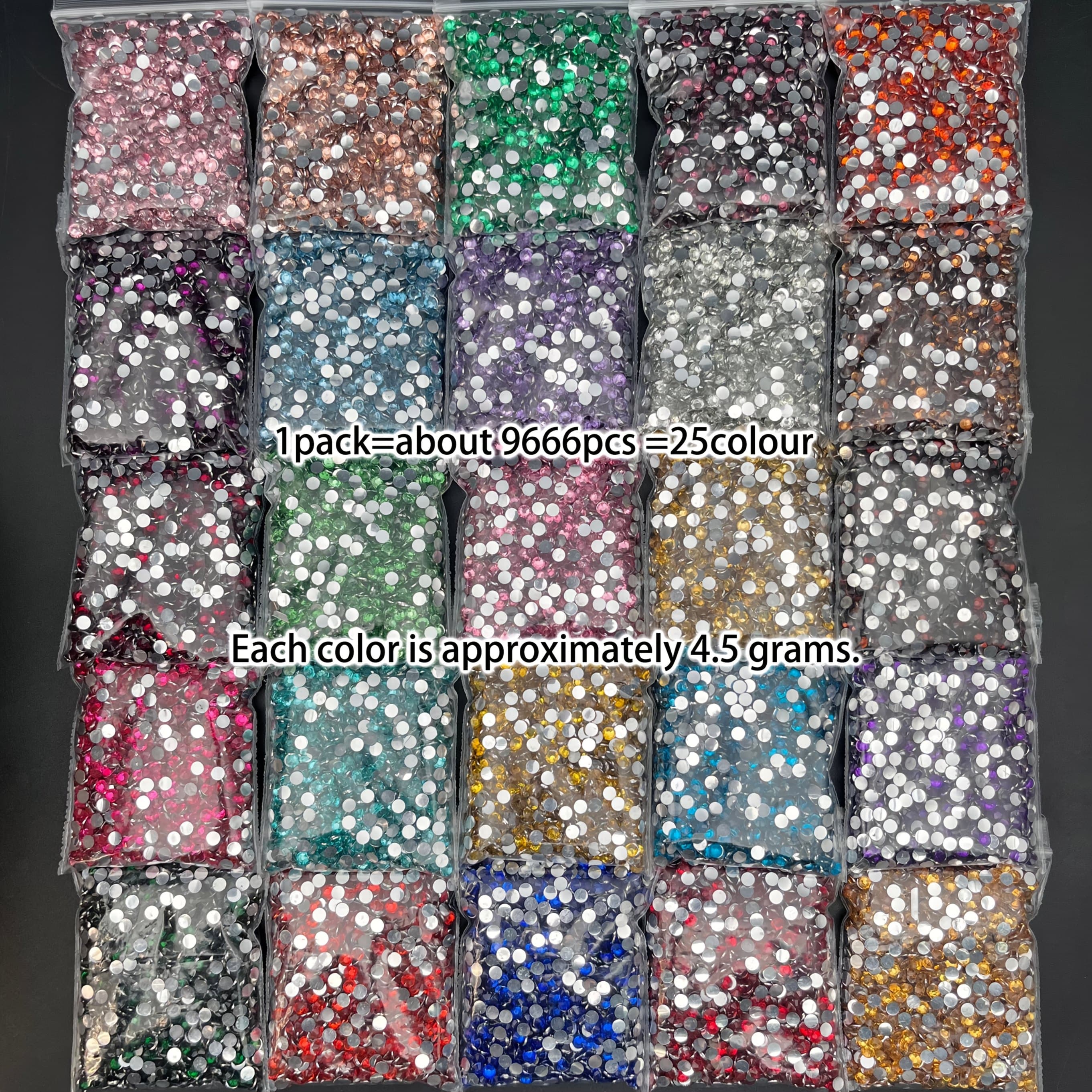 TEMU 25 Colors/9666pcs 4mm Flat Round Resin Beads, For Nail Art Additions, Shoes, Clothing - , Blue, Pink, Purple, Yellow, Red, Black; , , Perfect For Crafts And Decoration, Shoe Embellishments