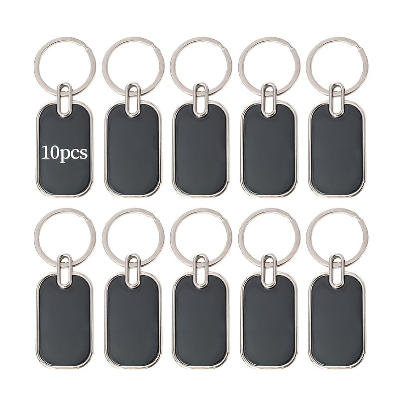TEMU 10pcs Blank Black Laser Metal Round And Square Keychain Diy Craft Kit