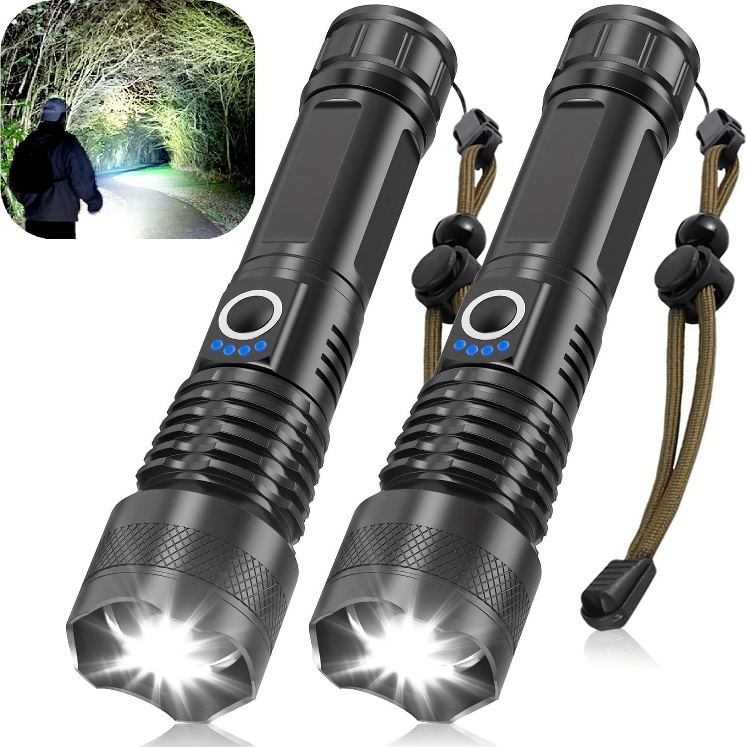 TEMU Led Flashlights 2 Pack, High Powered 3500 Tactical Flashlight, Rechargeable Flash Light, 5 , Outdoor, Camping, Hiking