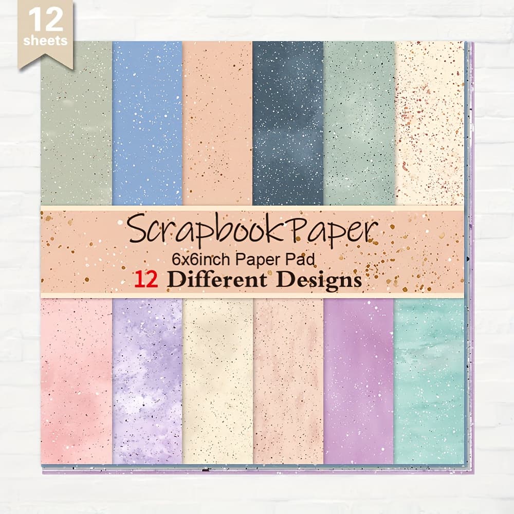 TEMU 12 Sheets Paper, 6× 6'', Card Making, Journaling & Diary Supplies For Album Backgrounds, Diy Crafts - Decorative Straight Material With Dots On Solid Color