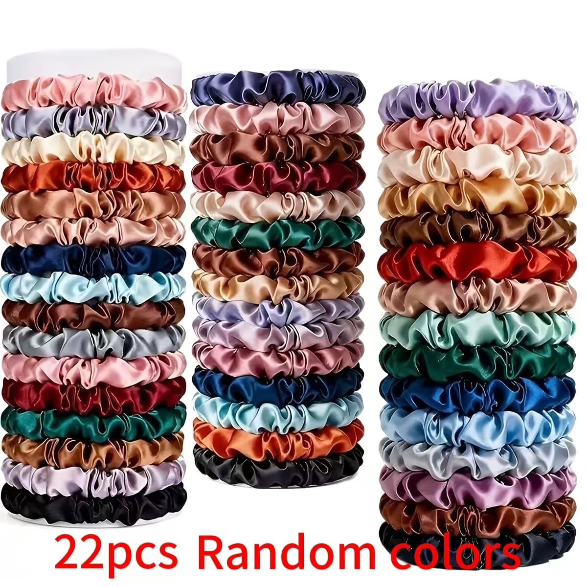 TEMU 22pcs Random Minimalist Fabric Satin Small Hair Tie Temperament Versatile Tie Hair Rope High Elastic Ponytail Head Rope Fluffy