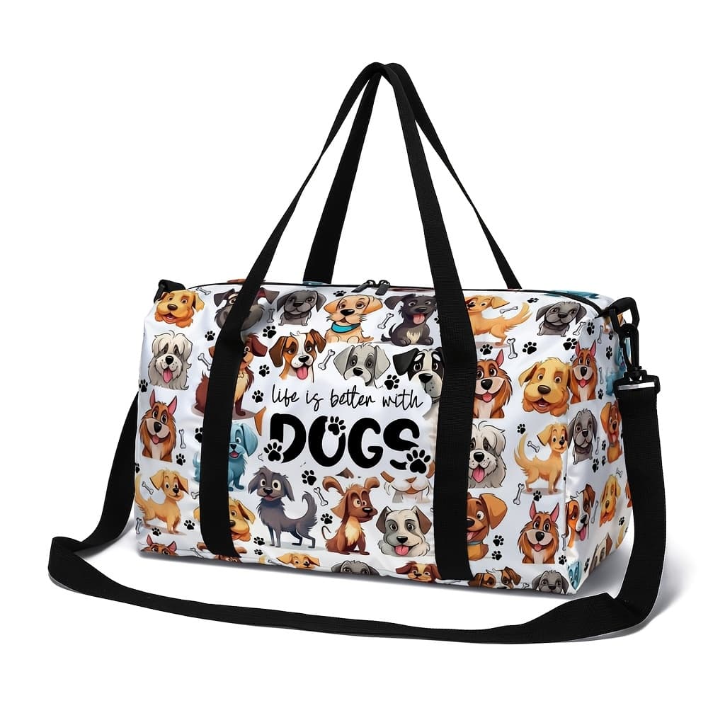 TEMU Cute Puppy Print Single-shoulder Travel Bag, Kitten Women's Handheld Fitness Yoga Storage Pouch