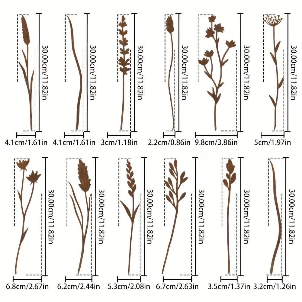TEMU 12 Classic Rusty Metal Flower Stems, Outdoor Plant Potted Decorative Wild Flower Bouquet, Fixed Vase Decoration On , Plant Theme, No Power Required