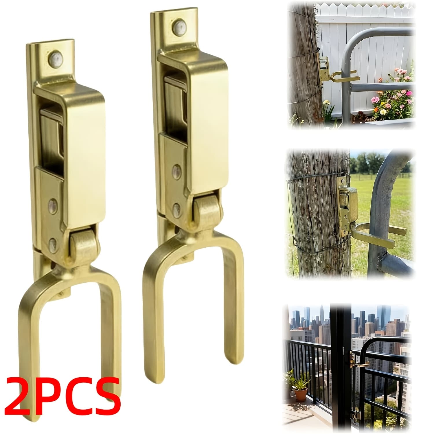 TEMU 2pcs Latch Heavy-duty One-handed Latch, Suitable For , Ranches And Backyards Spring-loaded Automatic Locking, Rust-proof Steel, For Wooden, Metal And Pipe Doors