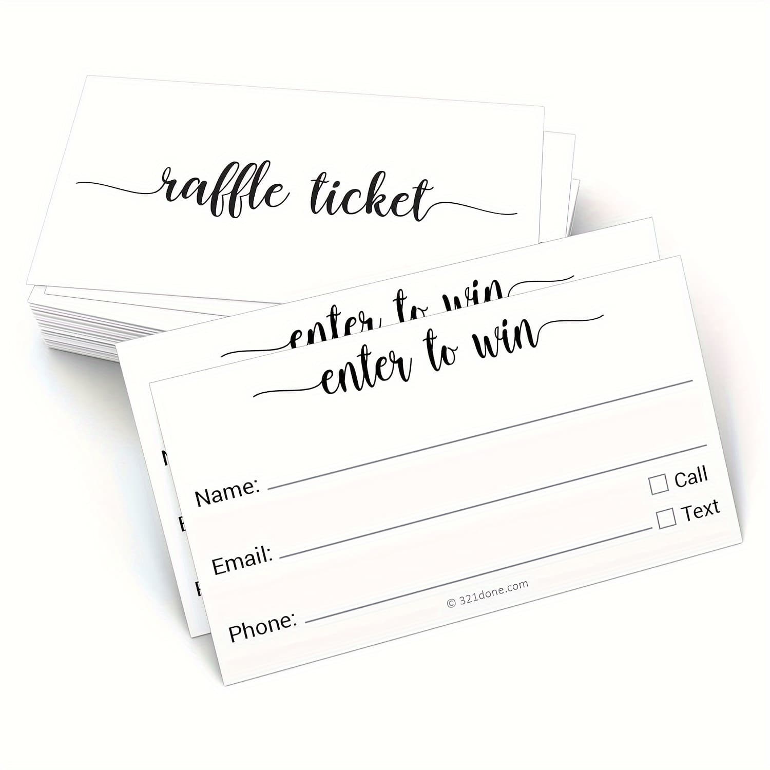 TEMU 50pcs White Raffle Tickets With Name, Phone & Email - Lottery Prizes & Games
