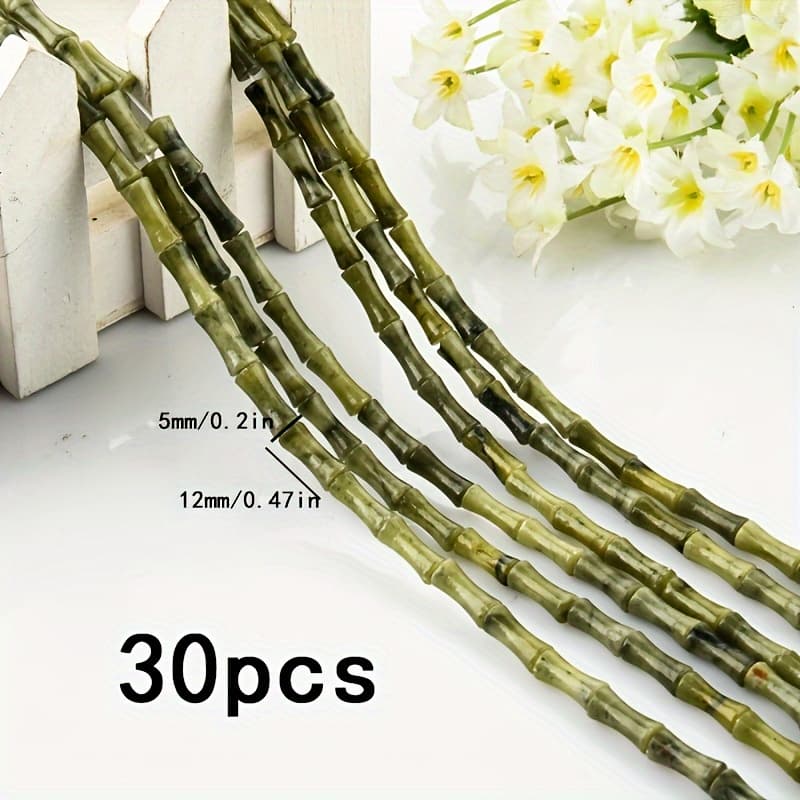 TEMU 30pcs Plant Bamboo Knot Beads For Jewelry Making, Loose Beads For Diy Bracelet, Necklace, Earrings