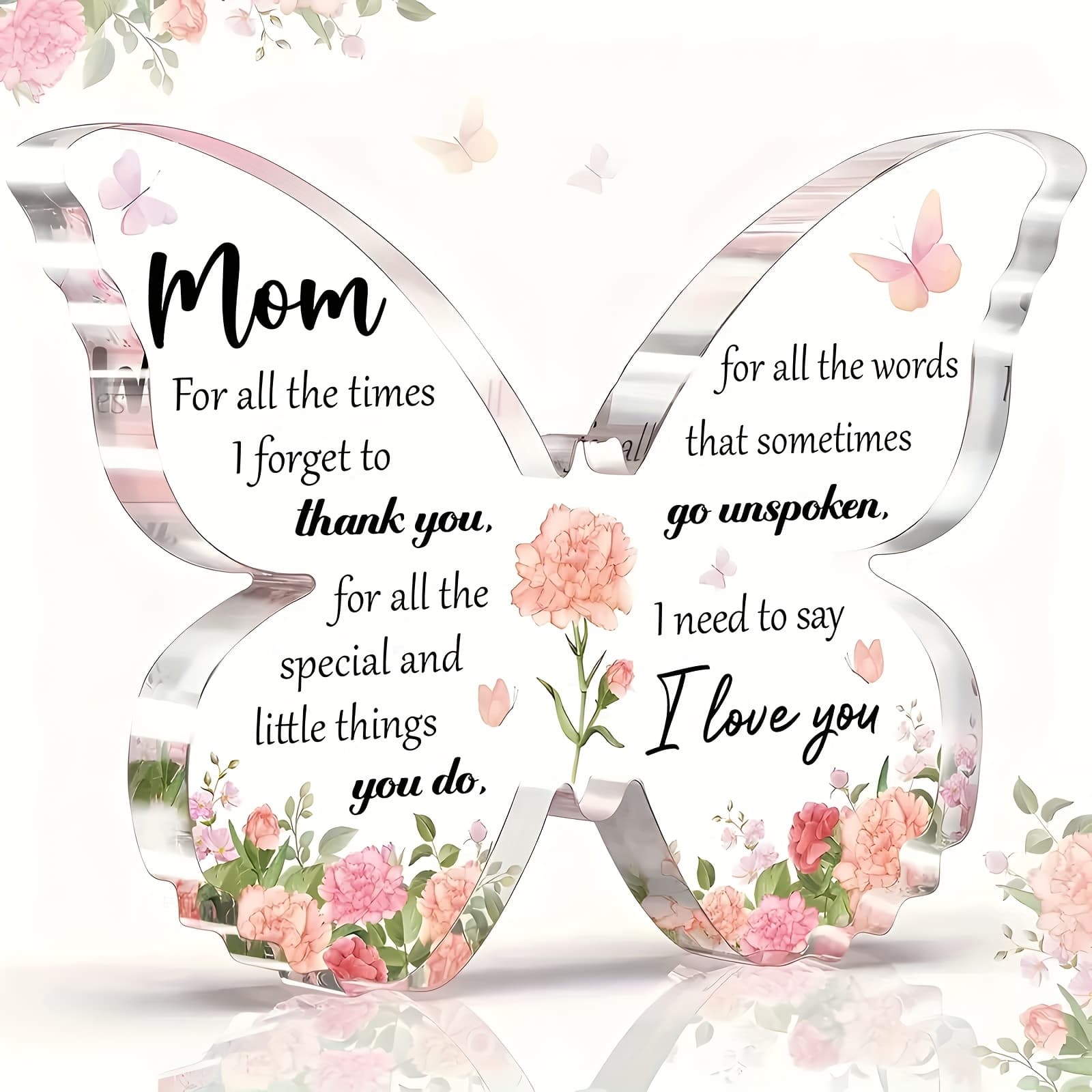 TEMU [2d Flat] [2d Flat] 1pc, Acrylic Decorative Ornament For Mom - Thank You Message, Collectible Decor, Perfect For , Birthday Gift