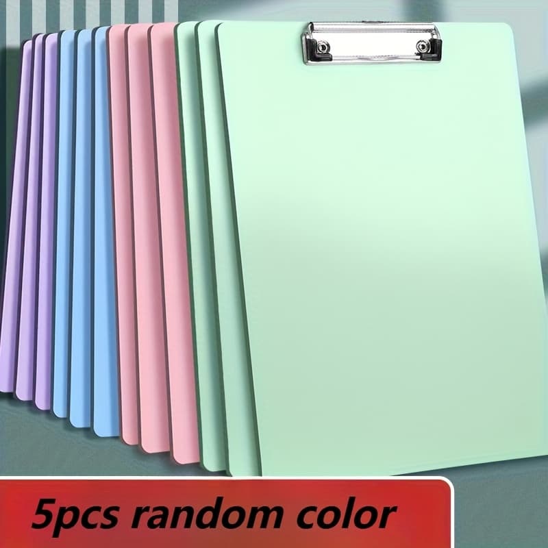 TEMU 5pcs A6 Clipboard Writing Boards With Exam Pads - Durable Pp Material, Assorted Colors (pink, Blue, Green, Purple), Random Color , Perfect For Students And Office Use