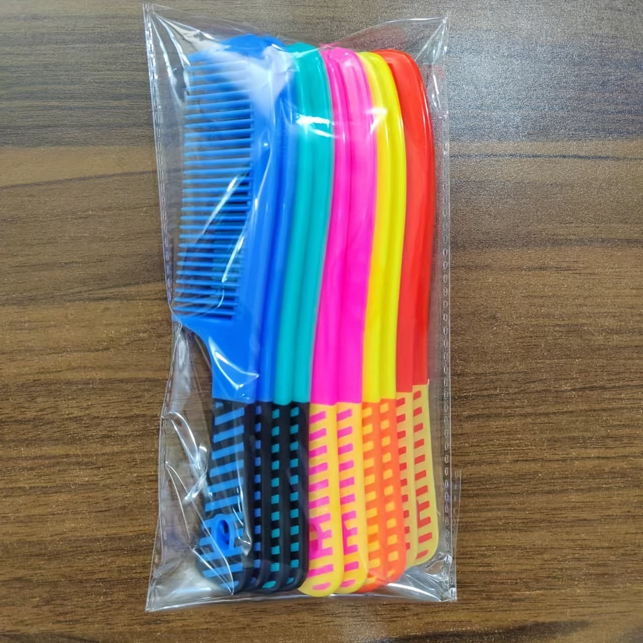 TEMU 10pcs/set Of Colorful Five-color Nursing Massage Comb Easy To Carry Good For Gifting Non-slip Comb Thickened Hair Comb