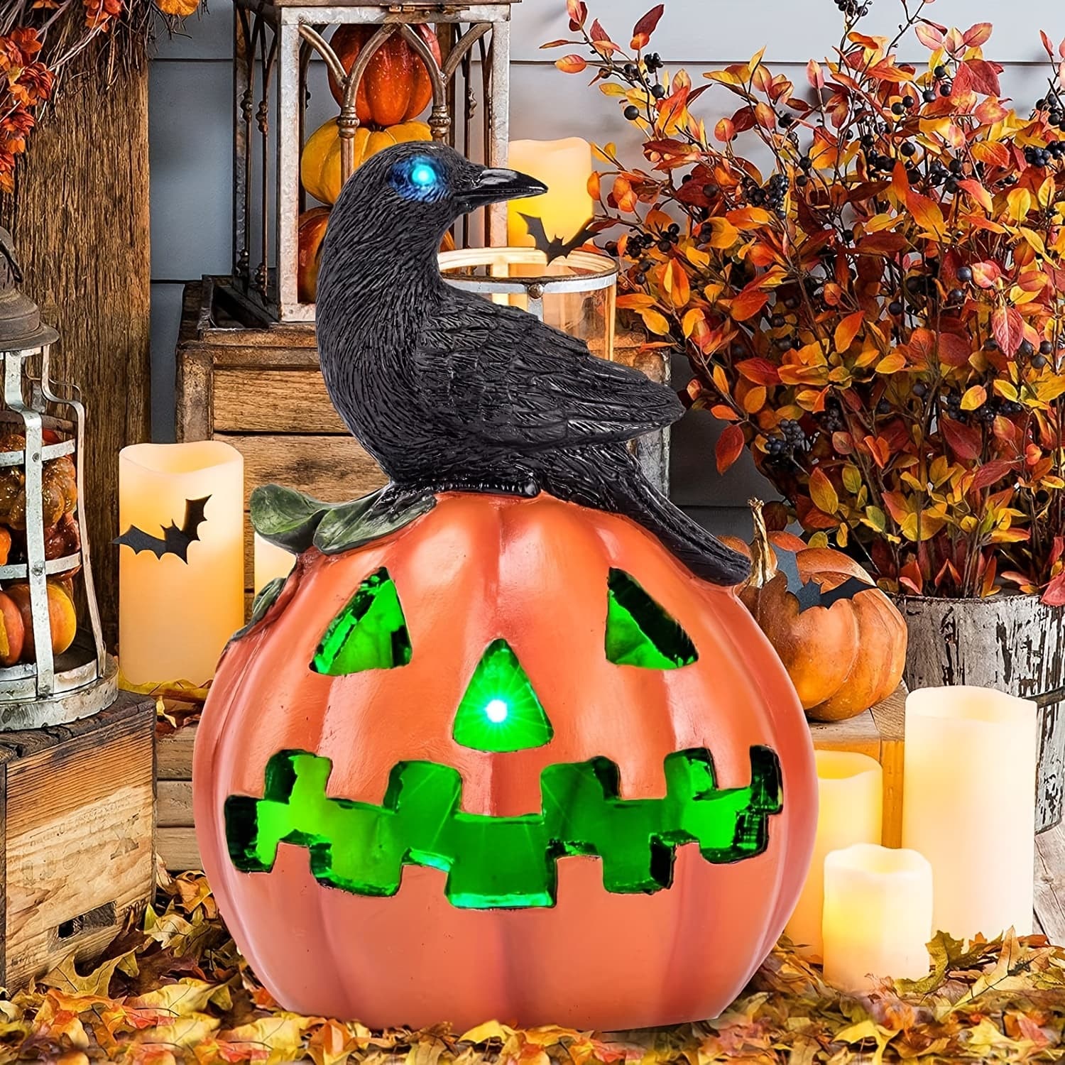 TEMU Solar Halloween Pumpkin Decoration With Cat Solar Powered Garden Lights Halloween Yard Lawn Party Outdoor Decorations