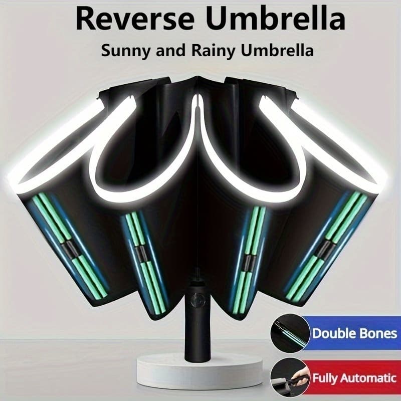 TEMU 1pc Automatic Folding Umbrella Heavy-duty Windproof & With Suitable For All Weather, Compact Portable Canopy, Automatic Open/close System, 20-rib Sturdy Frame For Travel, Business, For & Gift