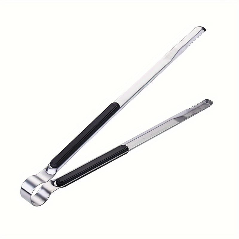 TEMU 1pc Non-slip Grilling Tongs, Food Tongs, Ice Tongs, Bbq Tongs, Meat Cooking Utensils, Barbecue Camping Supplies, Kitchen Accessories