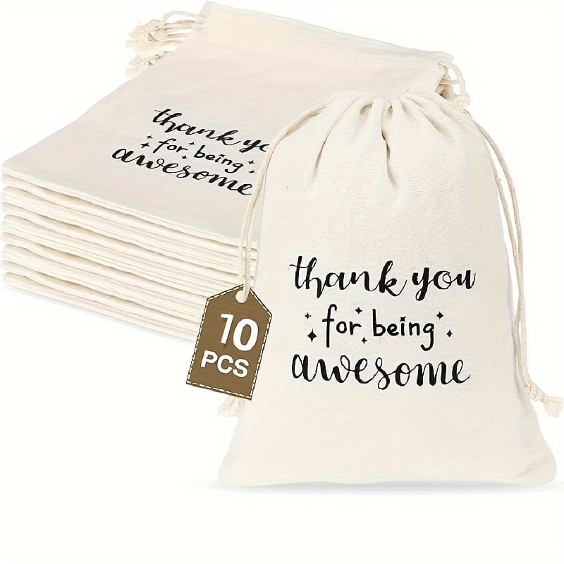 TEMU 10pcs Gift Drawstring Bags For Employee Coworker Colleague, Thank You For Being Awesome Bags, Thank You Drawstring Gift Bags Lovely Bag For Valentine's Day