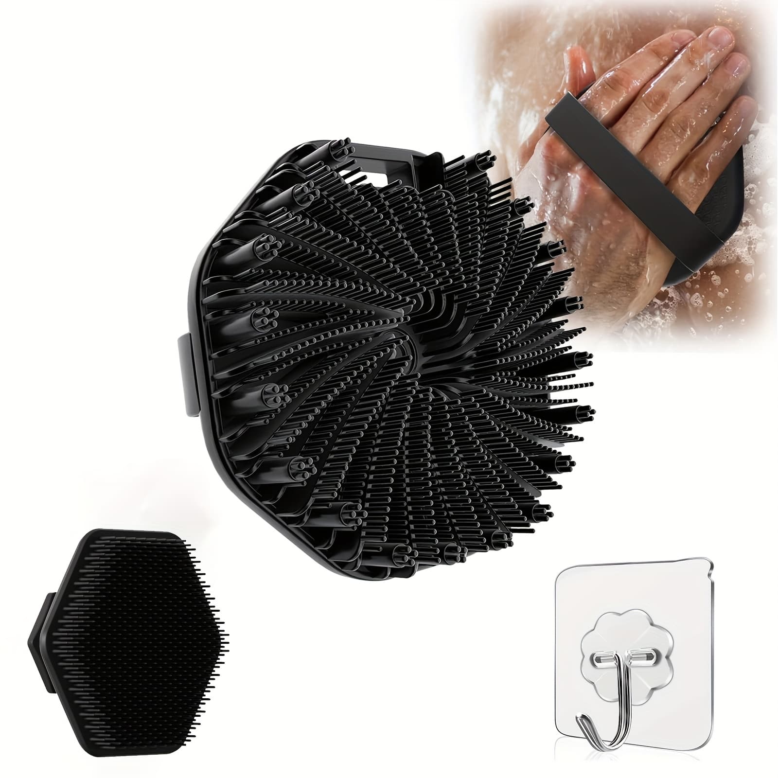 TEMU Silicone Handheld Manual Facial Cleansing Brush Silicone Body Scrubber, Soft Rubber Bristles - Bath Brush For Women & Sensitive Light Beige, Quick- Hygienic Sud Booster