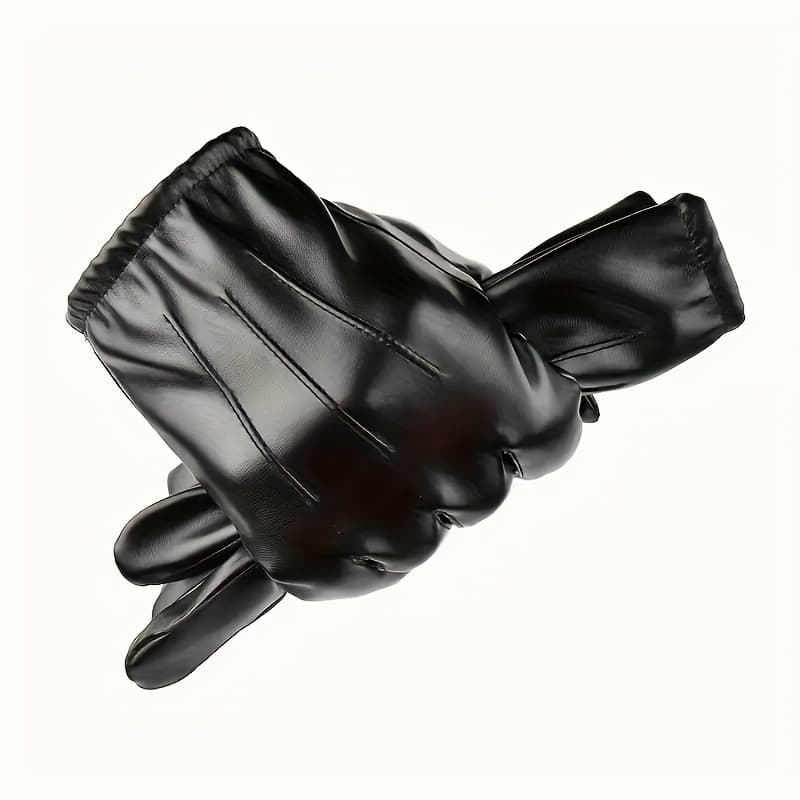 TEMU 1 Pair Of Men's Touchscreen Faux Leather Gloves - Autumn And Winter Outdoor Cycling - Goat Faux Leather Thin Yet Warm