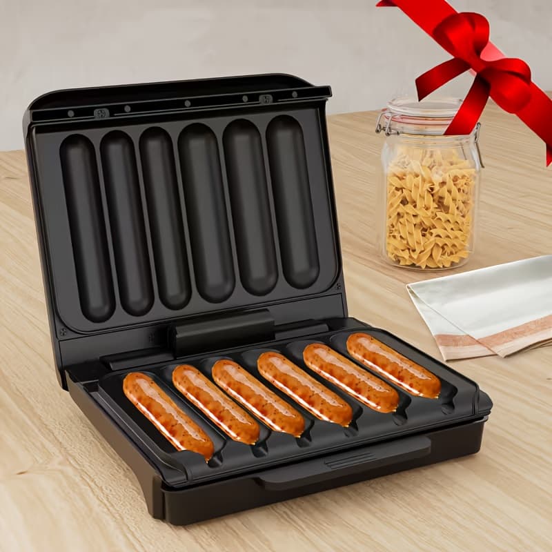 TEMU 1pc Electric Sausage Grill And Sandwich Maker With Cord Storage, Perfect For Veggie Sausages, Bbq, Or , Featuring A Nonstick Plate For .