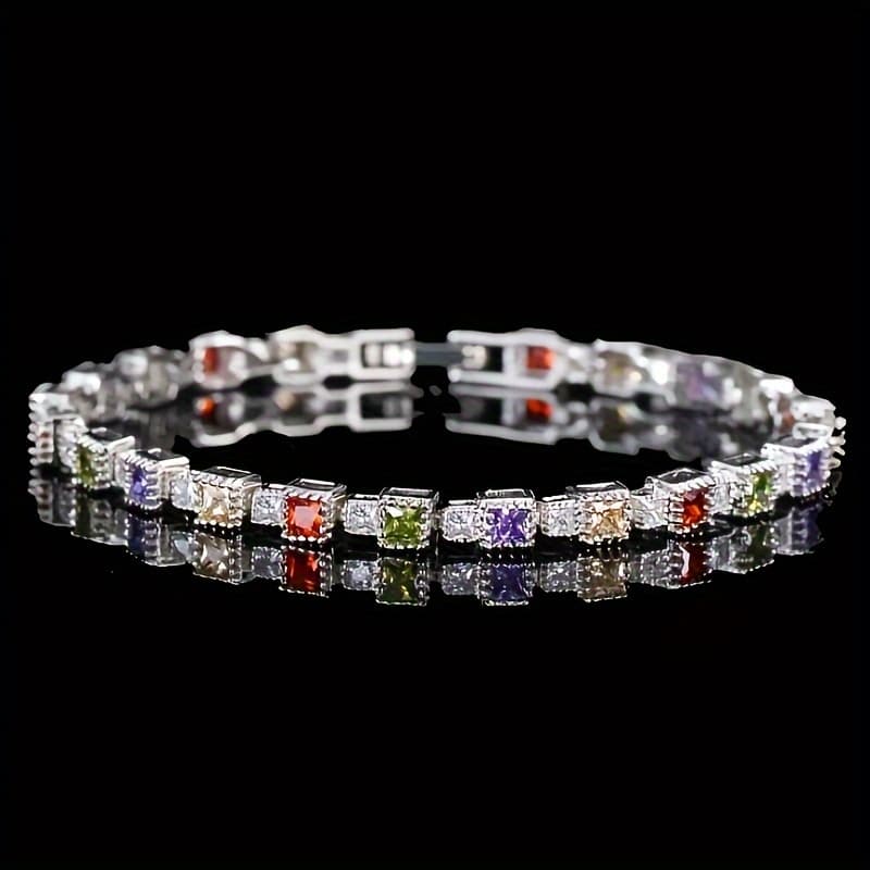 TEMU Sparkling Zirconia Square Women's Fashionable Evening Jewelry Gift