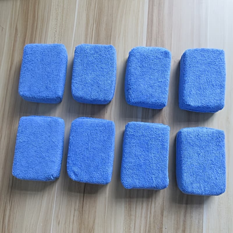 TEMU 8pcs Microfiber Applicator Pads, Premium Microfiber Sponge, Car Wash Sponge And Cleaning Pads For Car Wash, Perfect For Effortless Wax, Sealant And Conditioner Application