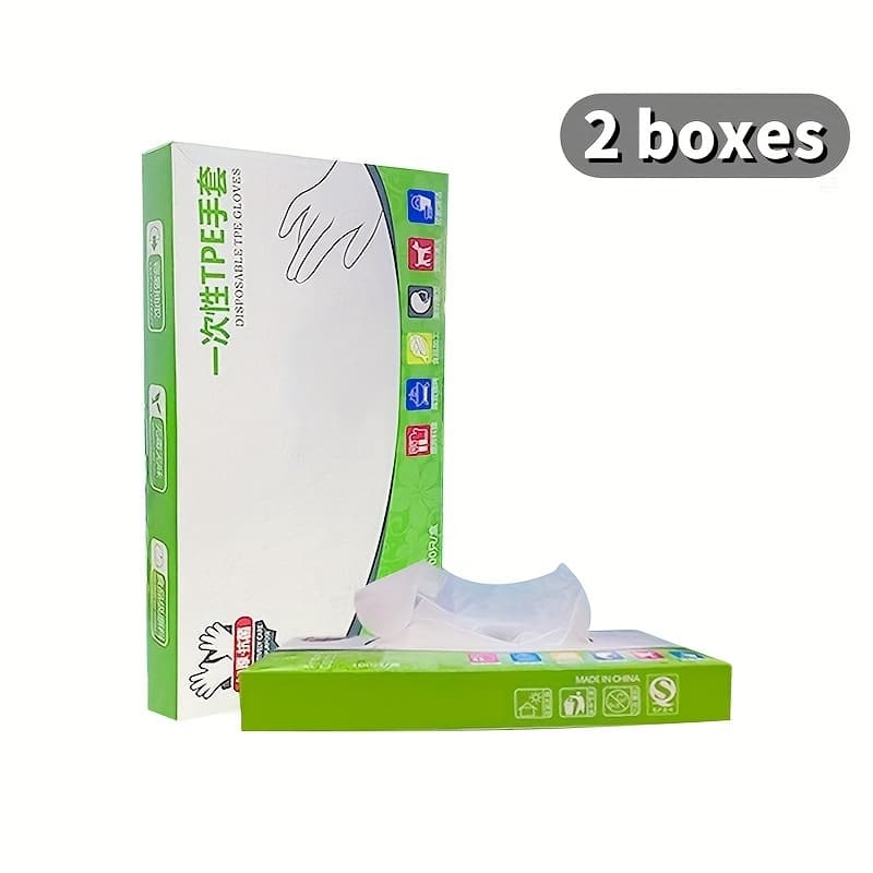 TEMU 2 Boxes Of Disposable Gloves - Non-nitrile Material, Tpe Gloves - Disposable Tpe Gloves Film Gloves - Suitable For Household Cleaning, Office, Hairdressing, Pet Cleaning