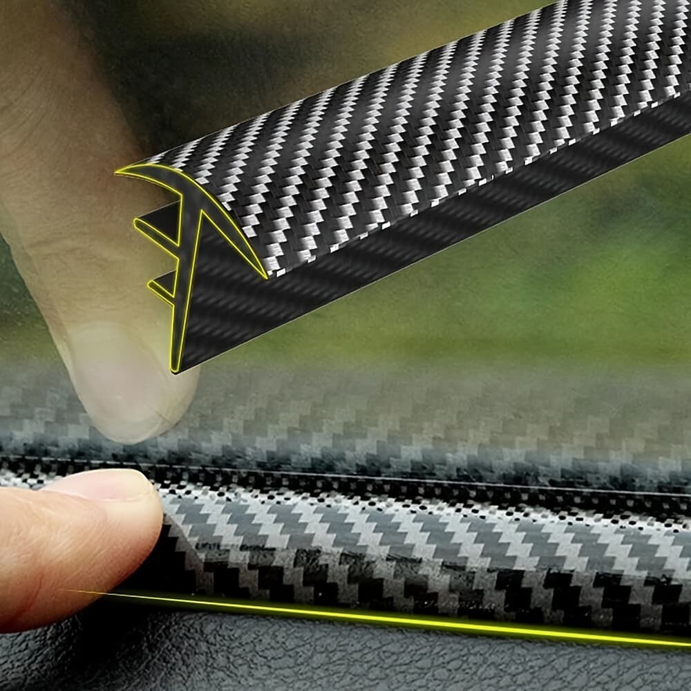 TEMU 1.6m Universal Carbon Fiber Dashboard Rubber Sealing Strip Tool Auto Windshield Dash Soundproof Sealant Car Interior Additions