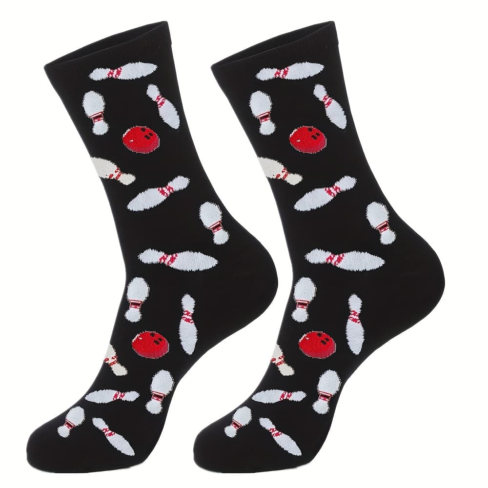 TEMU Pattern Heart Bicycle And Bowling Pattern Women's Socks
