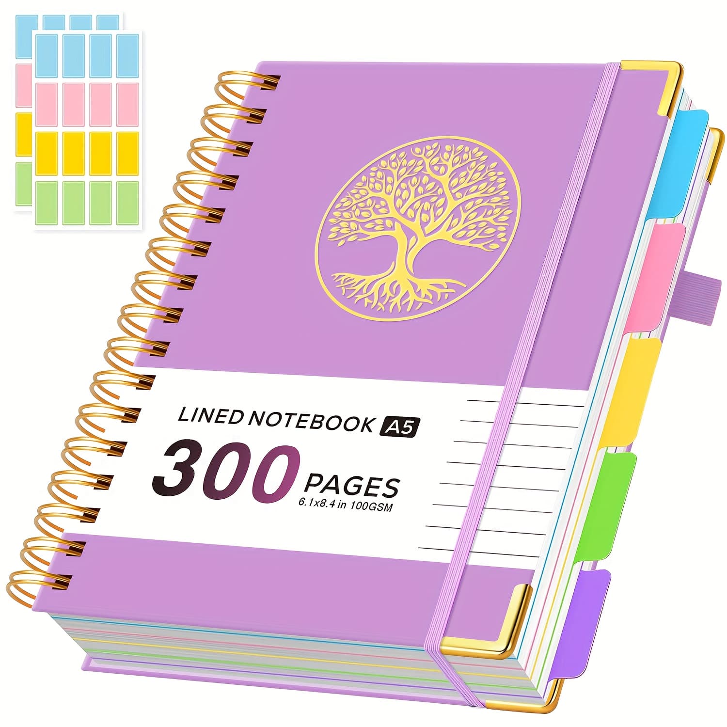 TEMU A5 Hardcover Spiral Notebook Journal, 5 Subject Notebook College Ruled, With Removable Dividers Tabs, 300 Pages Lined Notebooks For Work & School Note Taking, Pocket, 6.1" X 8.4", School Supplies