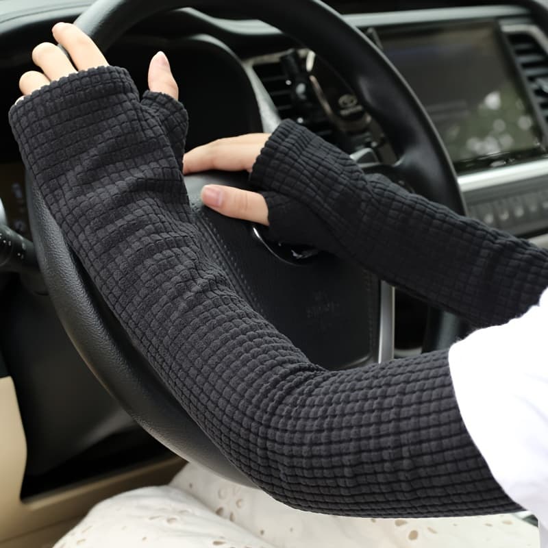 TEMU Women's Warm Arm Sleeves For Autumn And Winter, Thickened And Extended, Men's Long Arm Covers With Fingerless Design,