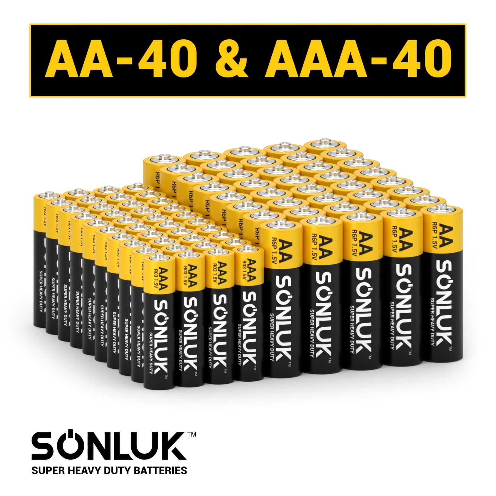 TEMU 40+40//10+30/30+10 Pack Aa & Aaa Carbon Batteries Combo | 1.5v Heavy Duty | 3-year Disposable For Remote Toy Clock Led Light Mouse Keyboard Doorbell Camera Flashlight